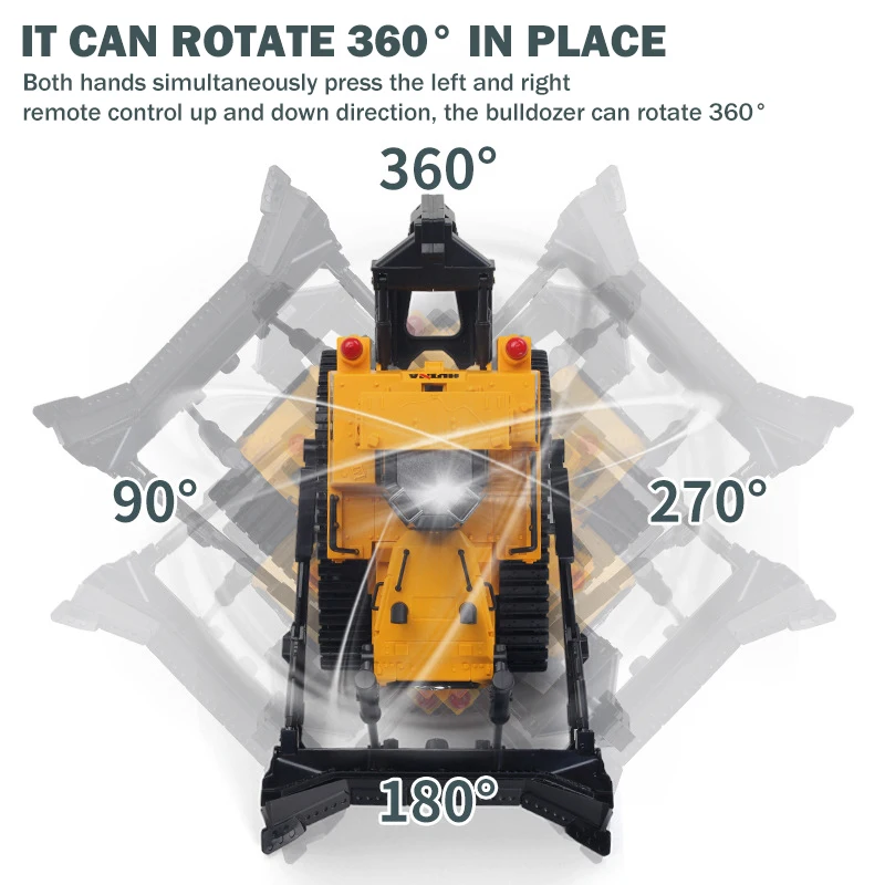 HUINA 1554 1:16 RC Truck Model Remote Controlled Bulldozer D9R 1:18 Alloy Tractor Cars Engineering Cars Trucks Toys Boys Gifts 3