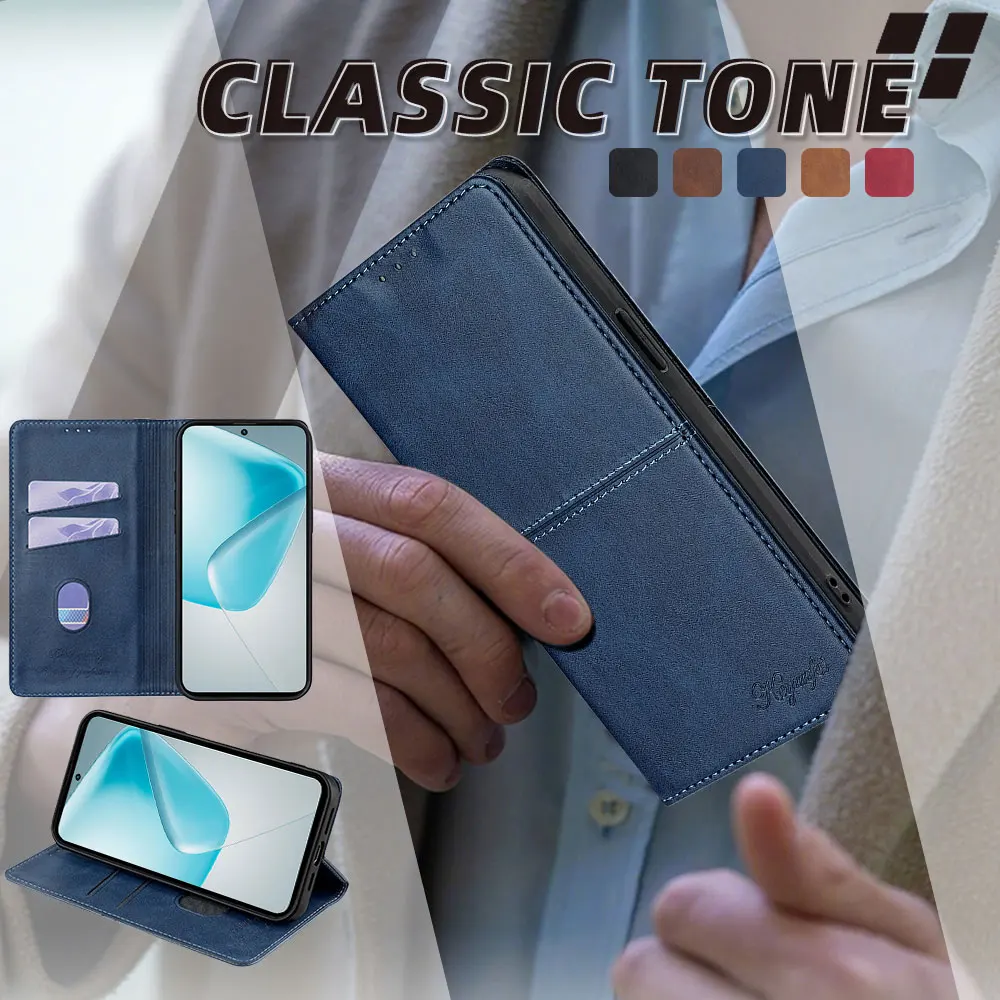 Classic Magnetic Flip Case with Card Slots and Book Cover Design