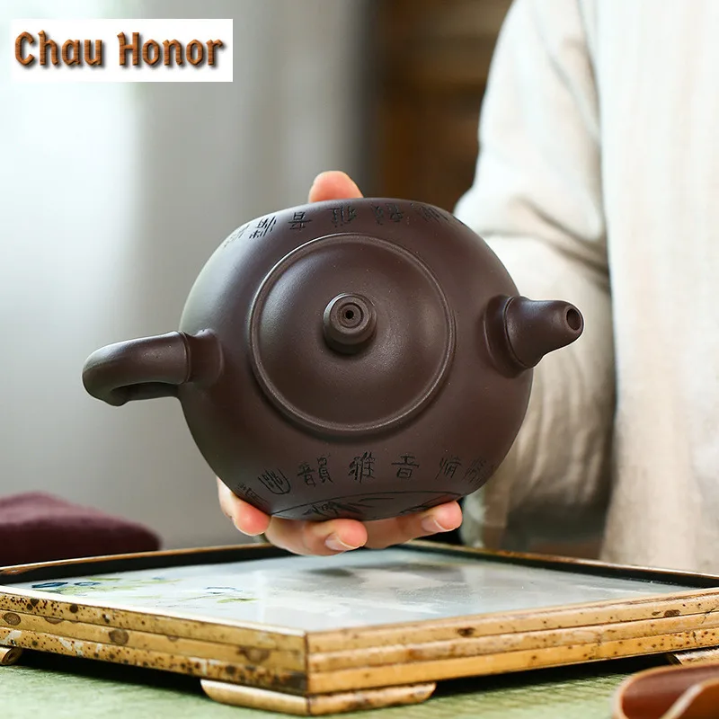 300ml Yixing Raw Ore Old Purple Clay Household Handmade Zisha Teapot Chinese Kung Fu Tea Set Tea Ceremony Accessories Customized