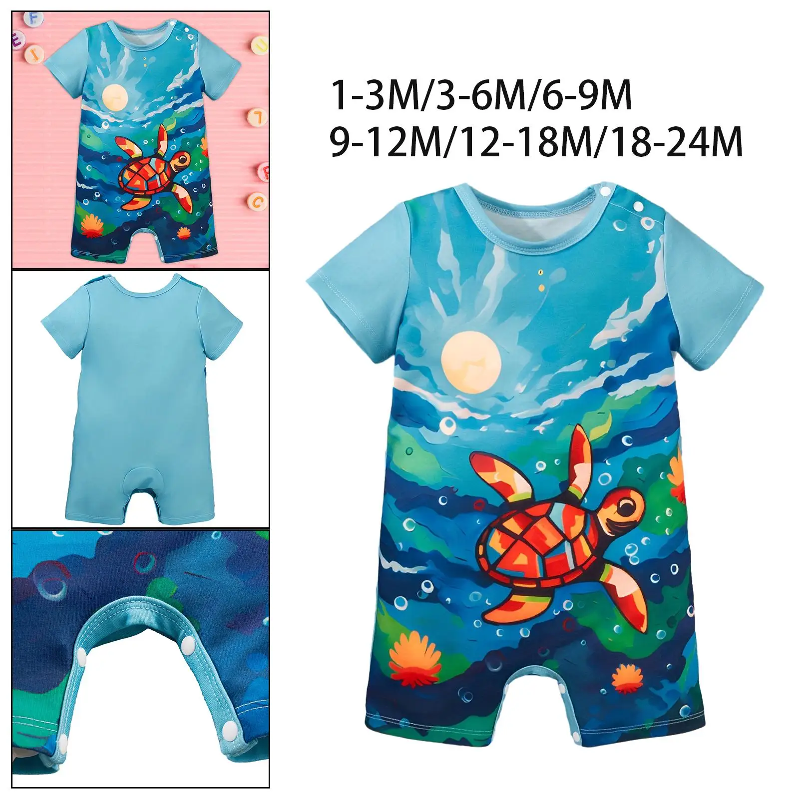 

Newborn Bodysuit Sea Turtle Printed Lightweight Lovely Summer Clothng for Casual Photograph Props Daily Wear Birthday Party