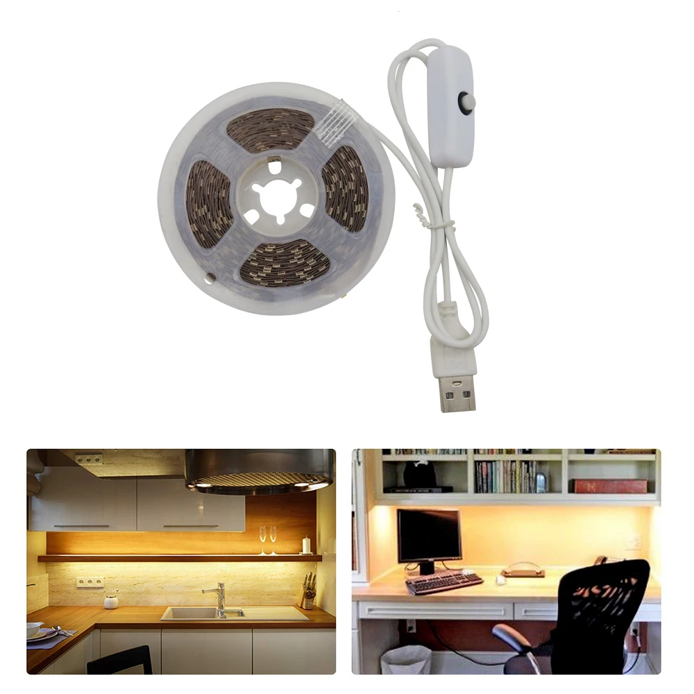 WD301C 5V USB Светодиодная лента 2835 светодиодная неоновая Ночная лампа с переключателем для комнаты ТВ