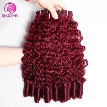 99J Burgundy Burmese Curly Human Hair Bundles Wine Red Hair Extensions 3/4 Bundles Virgin Hair 99J Burgundy Curly Hair Bundle 1