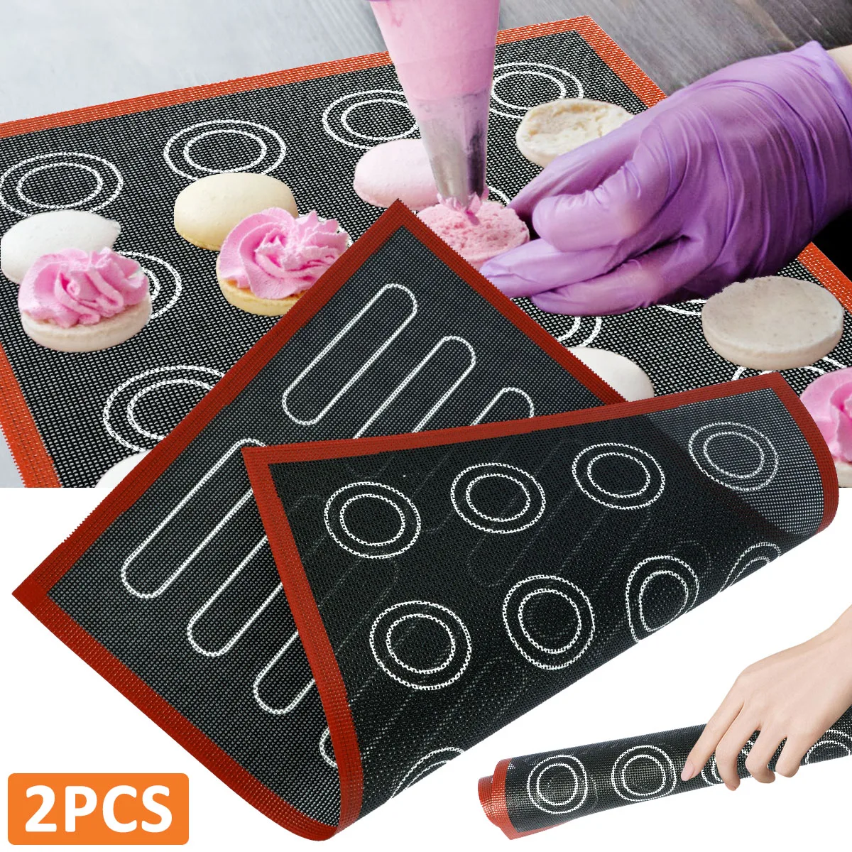 Silicone Macaron Baking Pastry Sheet  Baking Liner Macaron Silicone Mat -  2 Pcs - Aliexpress