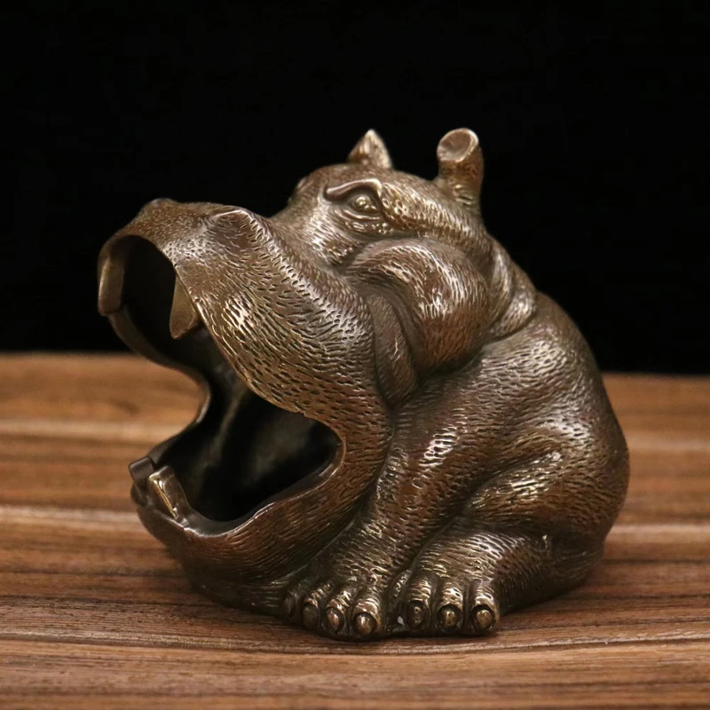 

Antique copper hippopotamus ashtray rich and bold desktop decoration copper ashtray living room office decoration