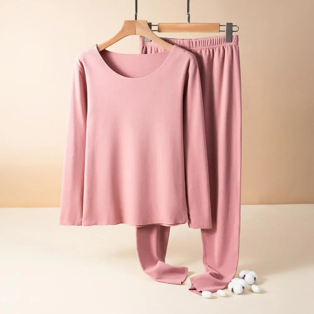 

Women Thermal Underwear Cozy Winter Pajama Set with High Elasticity Soft Warm Top Pants Women's Underwear Set for Cold Nights