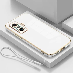 Luxury Square Plating Shockproof Soft Silicone Back Cover Case - Redmi K40 Gaming (Gs6D White)