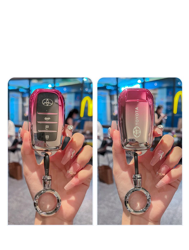 Toyota CHR Hilux Fortuner Land Cruiser 200 Camry Corolla Crown RAV4 하이랜드 액세서리 용 TPU 자동차 원격 키 케이스 커버 셸