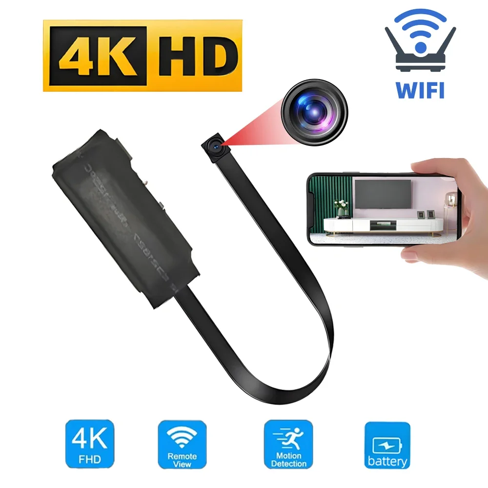Mini telecamera WiFi 4KHD con visualizzazione remota, rilevamento mobile e altre funzioni, telecamera HD wireless stile tata fai-da-te domestica