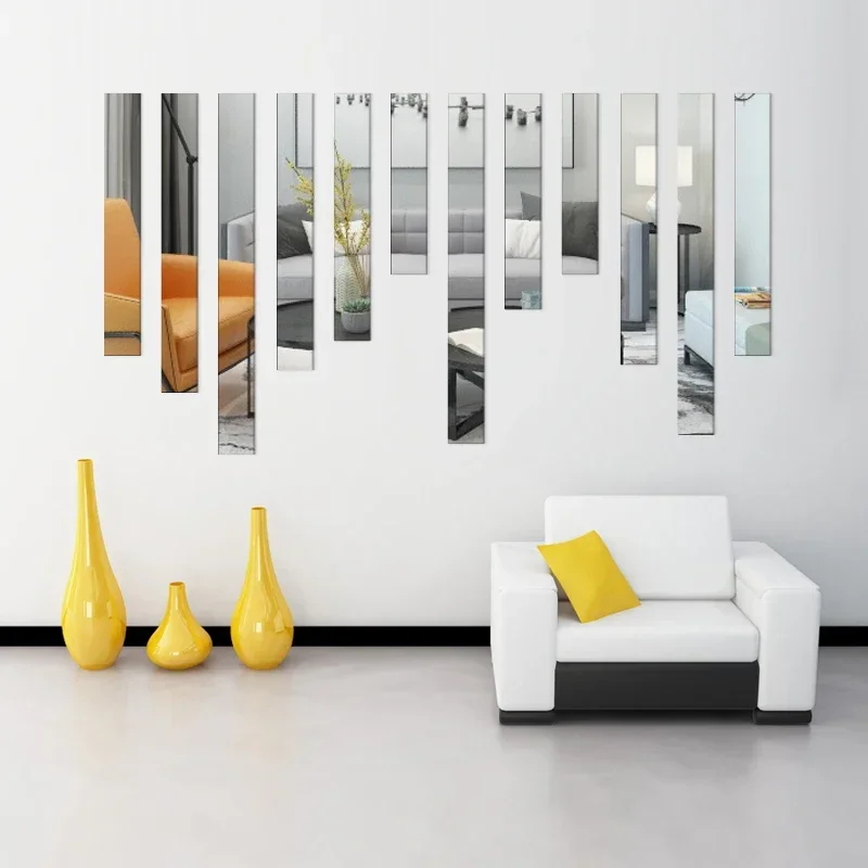 Simple lines wall stickers 10pcs 15/10/5/3 CM Acrylic DIY background Mirror strips Ceiling waist line Living room art Home decor