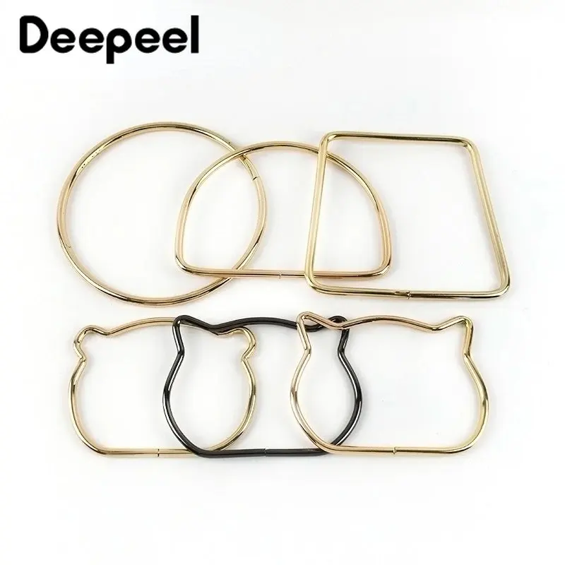 4Pcs 75/100/120mm Metal Bag Handles O Ring Handbag Purse Frame Decor Handle DIY Sewing Brackets Kiss Clasp Framework Hardware