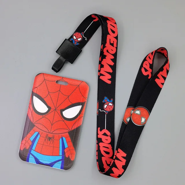 Marvel Movie Characters Card Cover Captain America Spiderman Super Heroes ABS Card Holder Student Campus Card Hanging Lanyard ID Xhmw18
