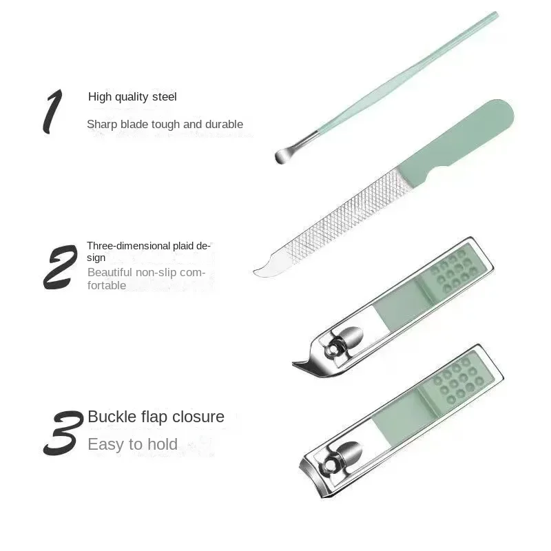 4Pcs Manicure Set Stainless Steel Nail Clippers Beauty Tool Portable Set Professional Grooming Kits, Travel Nail Trimming Kit 6