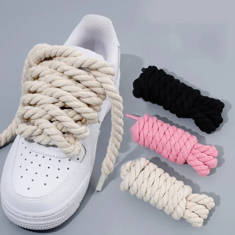 Sport Shoelaces 2PCS 10mm Width Round Linen Shoelaces for Sneakers Board Shoes Canvas AF1/AJ Shoe Rope Sport Shoelace Decoration 100cm