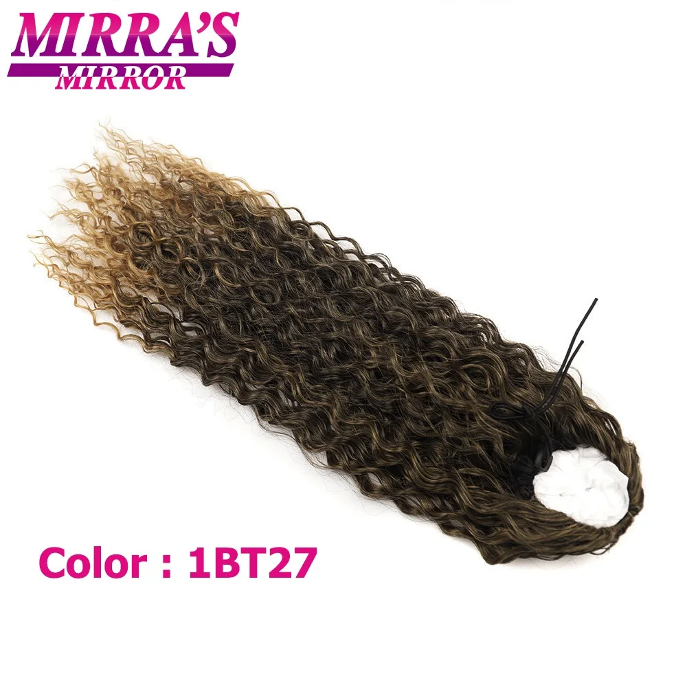 Synthetische tiefe Welle Pferdeschwanz 16/24 Zoll Kordelzug Pferdeschwanz Extensions für Frauen Clip auf Pferdeschwanz Haar Haarteil Mirra's Mirror – Detail 3