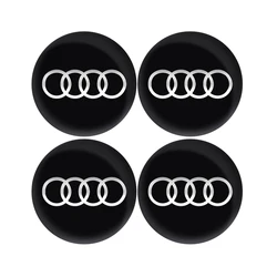 Premium Car Wheel Center Hub Caps Tire Rim Cover Sticker - 65MM Sticker (Audi - black)