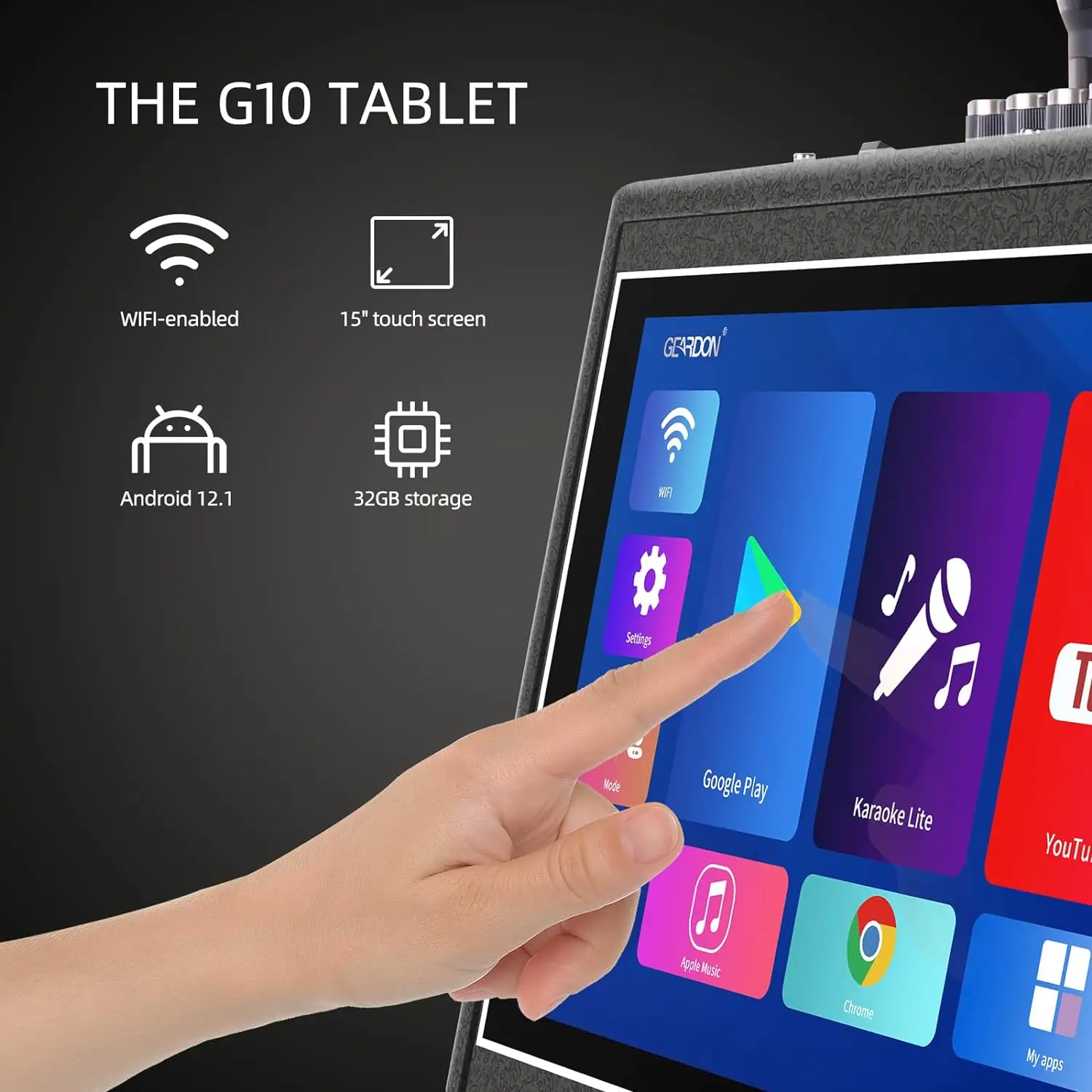 

Karaoke Machine with Lyrics Display Screen for Adults, Built-in 15 Inches Tablet & WiFi, Portable Bluetooth Speaker w