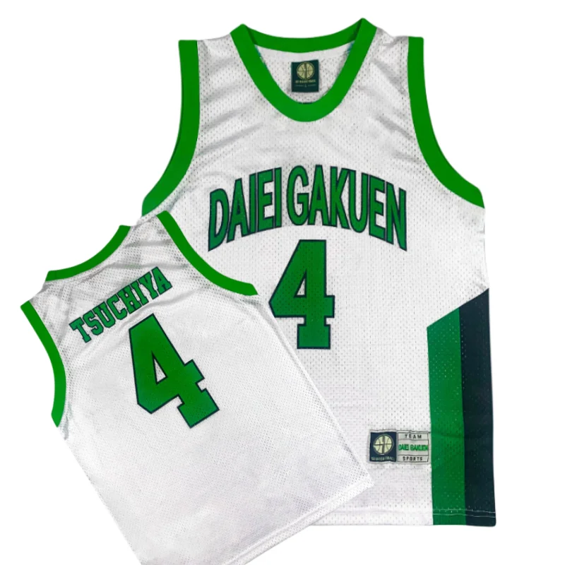 Anime DAIEI GAKUEN #4 TSUCHIYA Basketball Jersey Mens Breathable Quick Drying Basketball Shirt