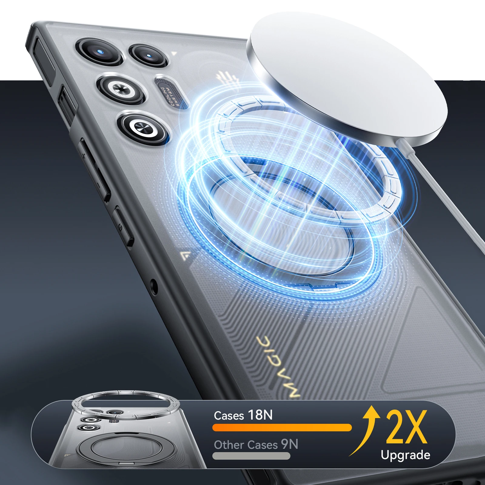 Rotating Magnetic Metal Stand Phone Case - Translucent Frosted Shockproof Cover