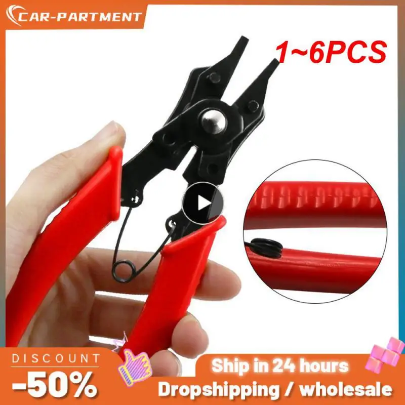 

1~6PCS In 1 Circlip Pliers Set Snap Ring Pliers Multi Crimp Removable Plier Head Retaining Circlip Pliers Hand Tools