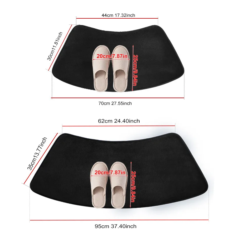 2025 Solid Color Flannel Bath Mat PVC Bottom Curved Fan-shaped Floor Mats High Quality Soft Absorbent Non-slip Mat for Bathroom