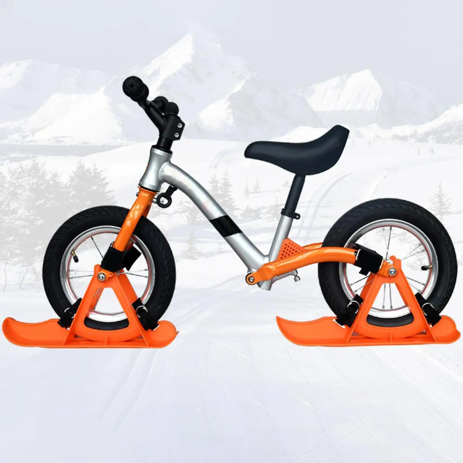 Winter Snow Sled Bike Ski Sledge Sledding Skiing Sleigh Sports Toboggan Orange
