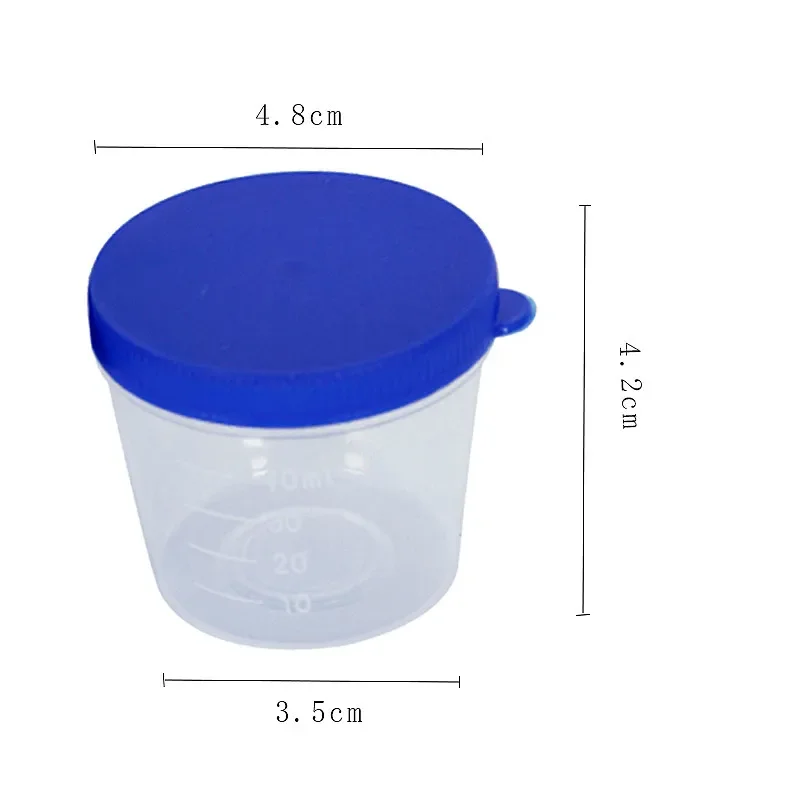 Plastic Urine Container Cup 40 ml Plastic Vials Hand Press Cover PP Sputum Cup Excrement Test With Scale & Label 50/pk