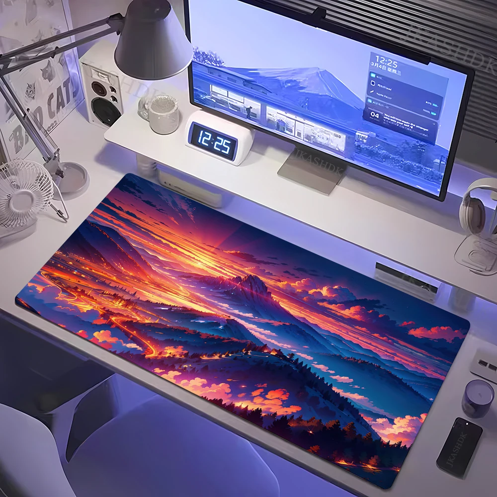 Lake Sunset Natural View Pad Landscape Mousepad Big Desk Waterproof Cloth Anti-Slip Rubber Base Laptop Mouse Mat_voghion.com