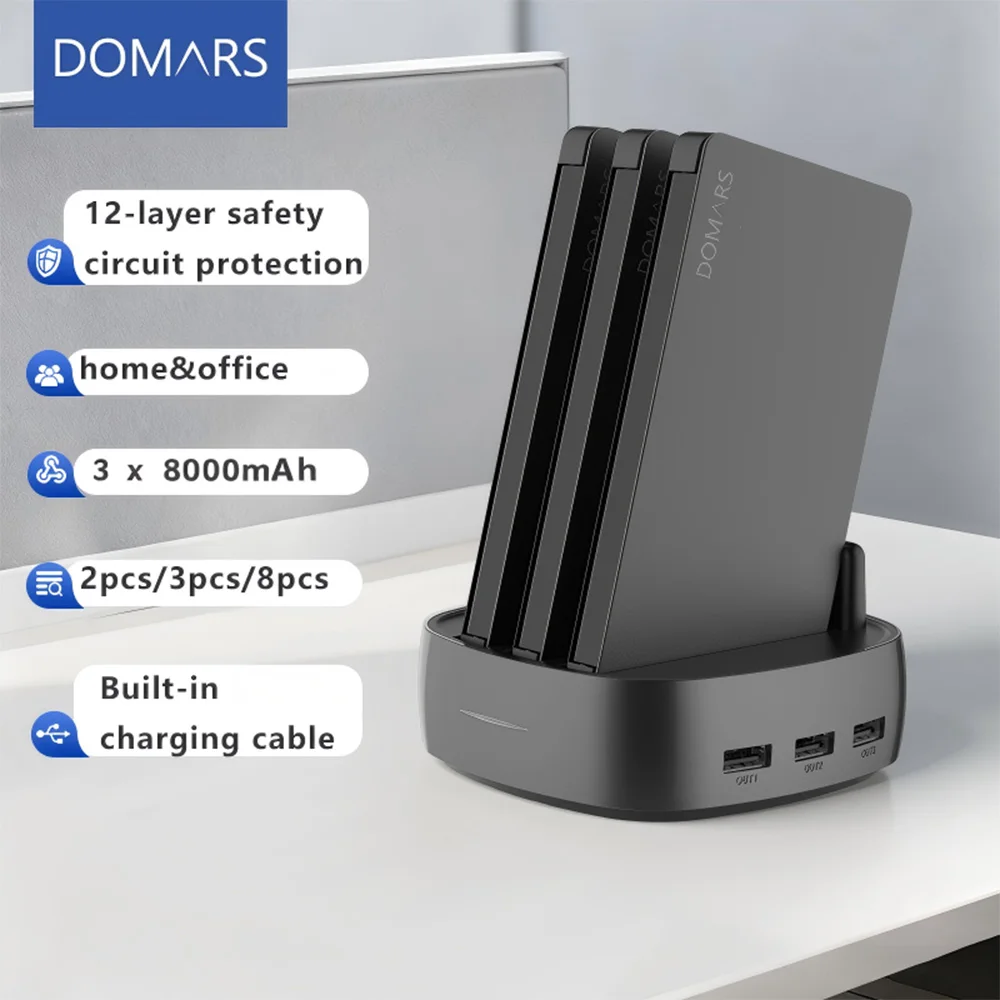 도마스 3개입 8000mAh 휴대용 보조배터리 (충전 케이블 및 충전 독 포함) PD 22.5W 아이폰, 삼성, 화웨이용