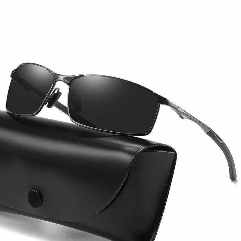 Rectangle Metail Frame Polarized Sunglasses Men Brand Designer Color Changing Sun Glasses Driving Oculos de sol UV400
