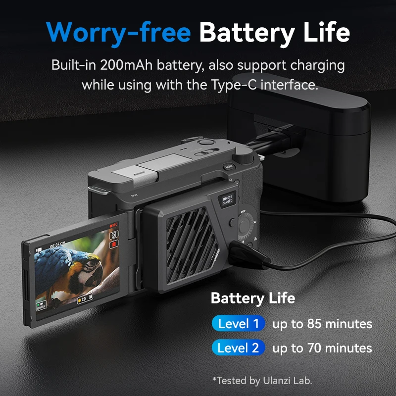 Ulanzi CA25 Camera Cooling Fan 2-Speed Adjustable Real-Time Temperature Monitor For Long-Time Video Recording Sony Canon FUIFLM