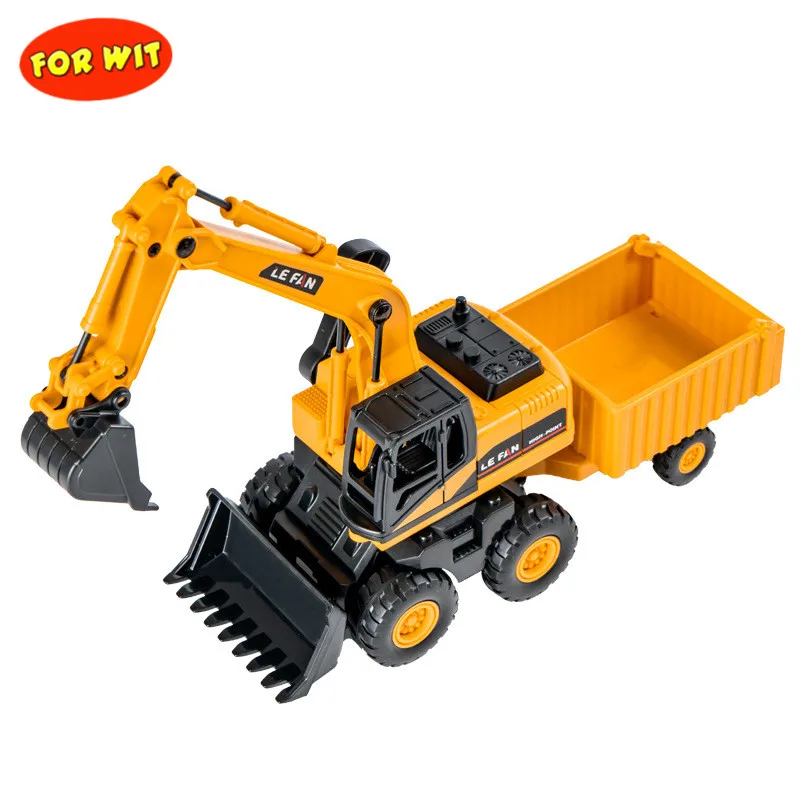 

3 in 1 Engineering Vehicle Model, Bulldozer Truck Construction Excavator Trailer Lifting Crane, Hand Held Easy Play Inertial Toy