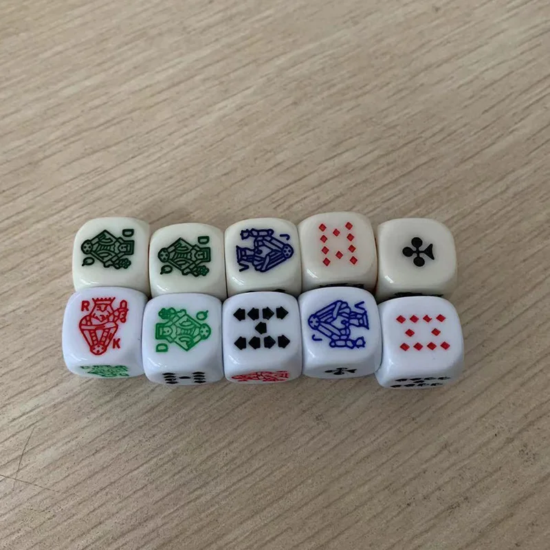 10 Piece Poker Dice Puzzle Game 6 Sided Dice Game Accessory 15mm game dice dice set