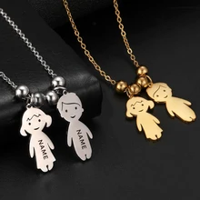 

Boy Girl Kid Child Personalized Necklace Name Family Engraved Custom Stainless Steel Gold Color Pendant Gift For Women Jewelry