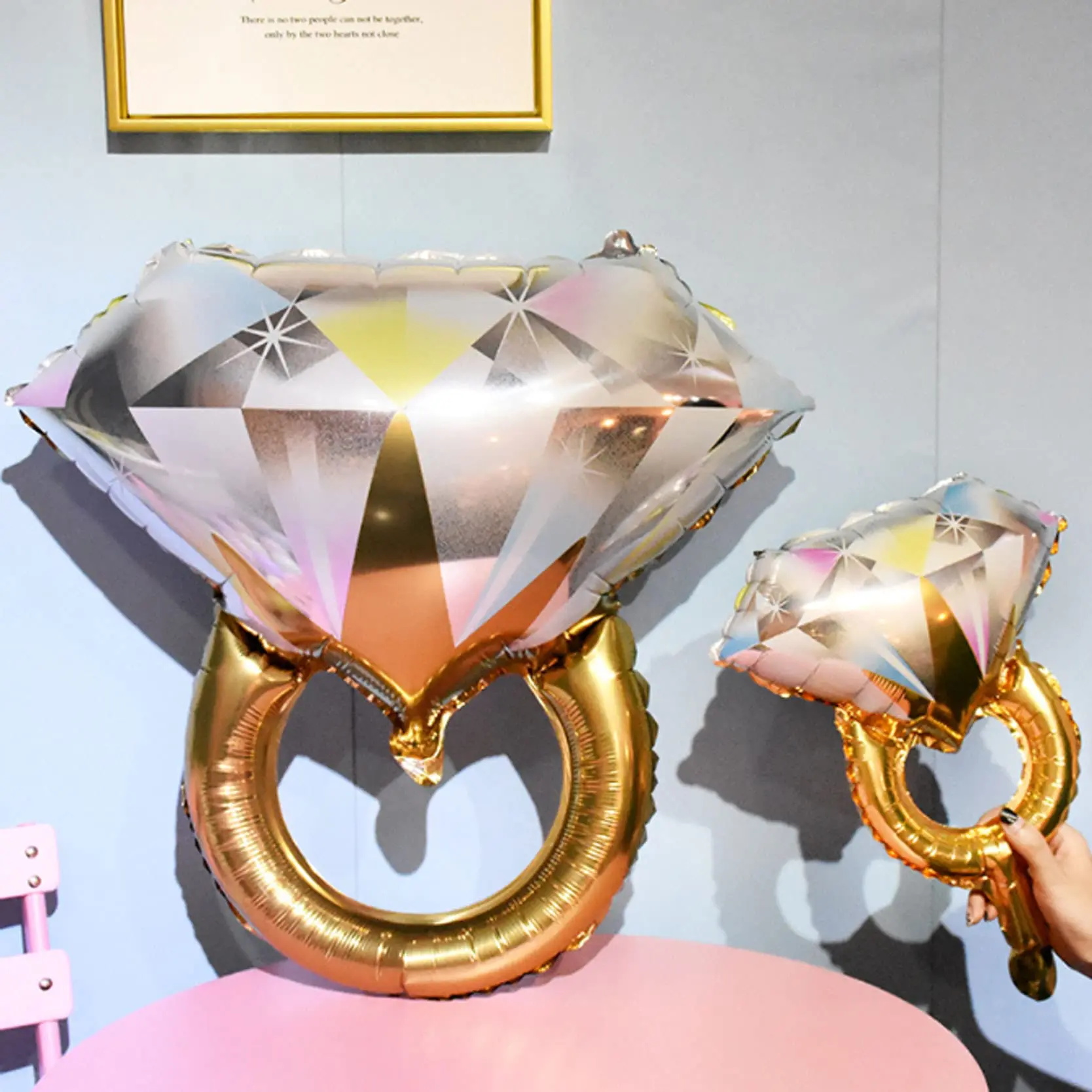 2 Stück 26-Zoll-Diamantring-Folienballons für Verlobungen, Hochzeiten, Junggesellen-/Junggesellinnenabschiede und andere Partydekorationen – Detail 3