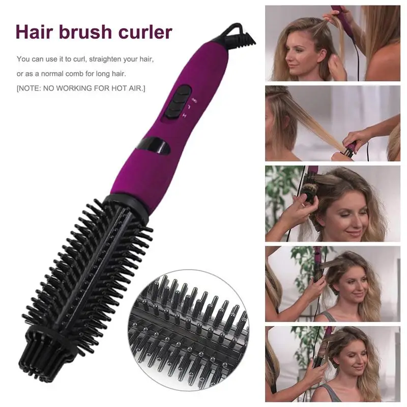 Curling Iron Brush Ceramic Hot Brush Styling Dryer Comb lightweight Hair Curler Roller brush 2 Temperature Settings Styling Comb