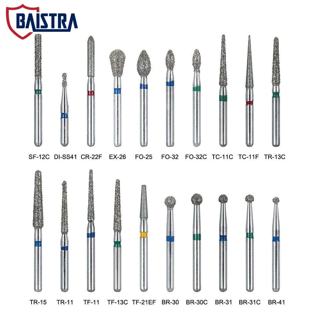 100Pcs Dental Diamond Bur Dentistry Cutters High Rotation Dentist