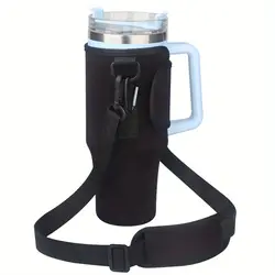 Insulated Water Bottle Sling Bag with Adjustable Strap - Hands - Free Protective Carrier for Gym, Hiking, and Commute (Black)