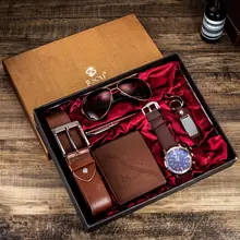  Men's Gift Set Exquisite Packaging Watch Belt Wallet Creative Simple Combination Suit-6pcs/Set 