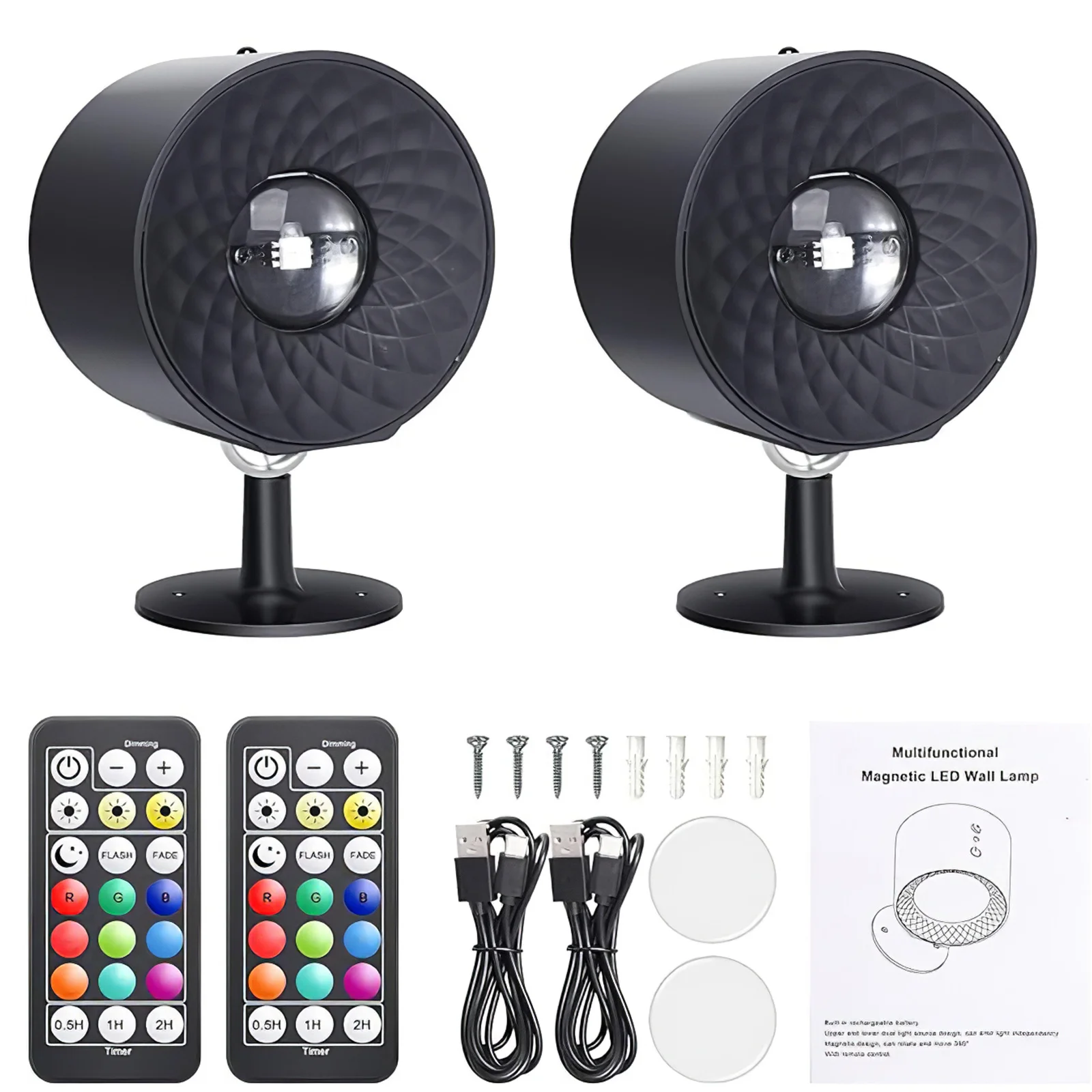 LED 벽 조명 터치 리모컨 무선 벽걸이 스콘스 조명, USB 충전식 조명, 침실 독서등, 2 개