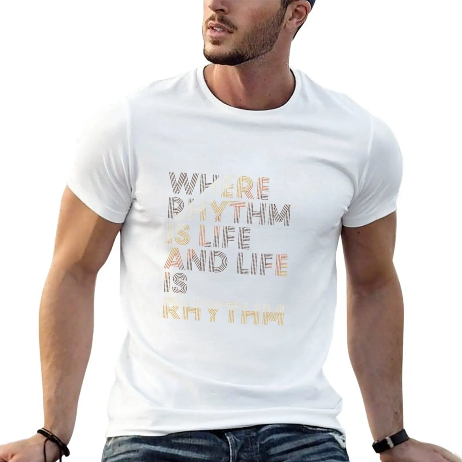 

Футболка с ритмом «Где ритм жизни и жизнь», аниме футболка, простая футболка, Мужская футболка
