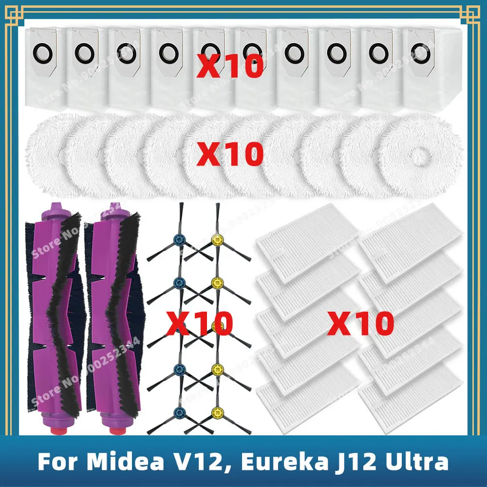 Kit Di Accessori Di Ricambio Da 20 Pezzi Per Aspirapolvere Robot Eureka J15 Pro Ultra Con 1 Spazzola Principale 4 Spazzole Laterali 6 Panni Per Mocio 4 Filtri 4 Sacchetti Per La Polvere 87139355
