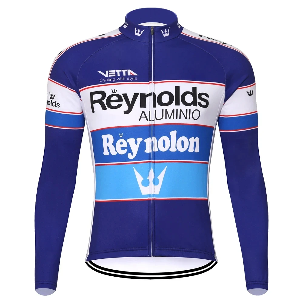 Men's Long Sleeve Pro Team Cycling Jersey, Blue - Lightweight Downhill Winter Racing Wear