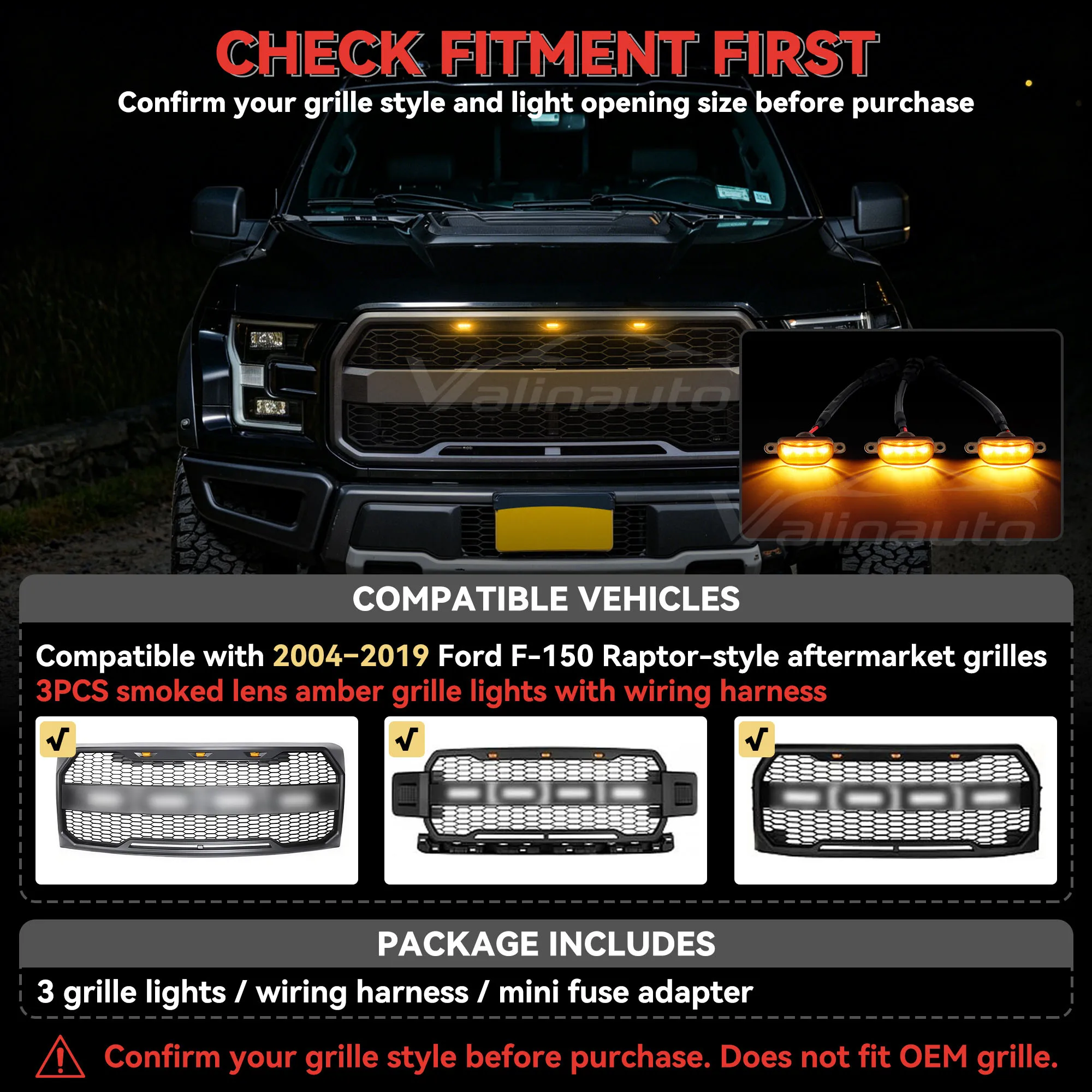 Universal Car Front LED Running Lights for Bumper, Hood, and Grille