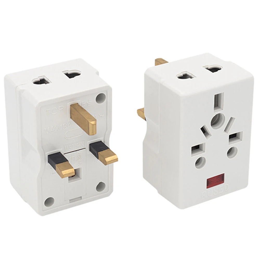 TechMax European to UK Plug Adaptor Pack of 2 - Schuko 2 Pin Plug Adaptor to 3 Pin 13amp Fused 250v Grounded Travel Adapter Continental Type C E F To Type G - White