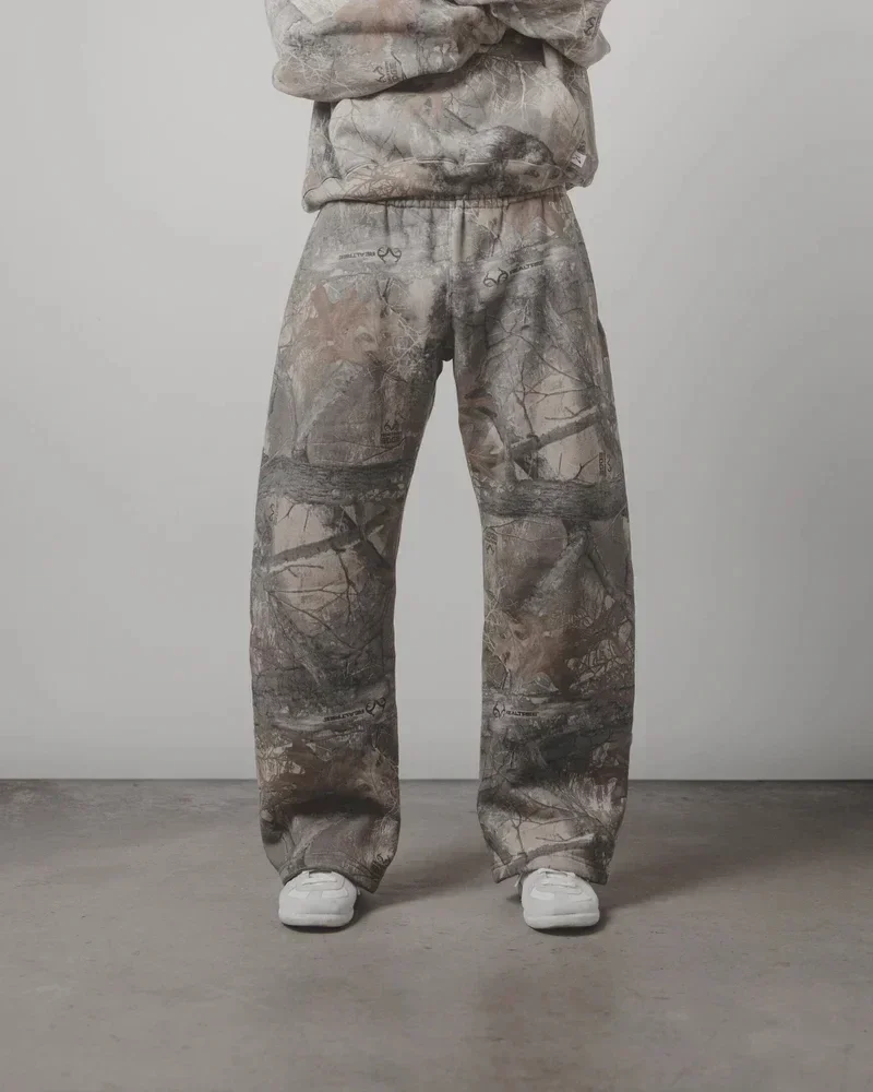 Y2K American Retro Branch Camouflage Sportswear men Washed Hip Hop Super Dalian Hoodie Two Piece Harajuku men Street Suit 2