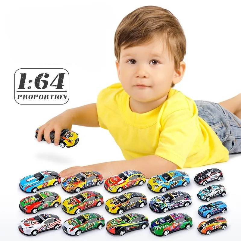 2-8Pcs Set Toy Racing Car Alloy Iron Shell Mini Car Model Toy Inertia Sliding Rail Car Mini Small Gift Toys for Children