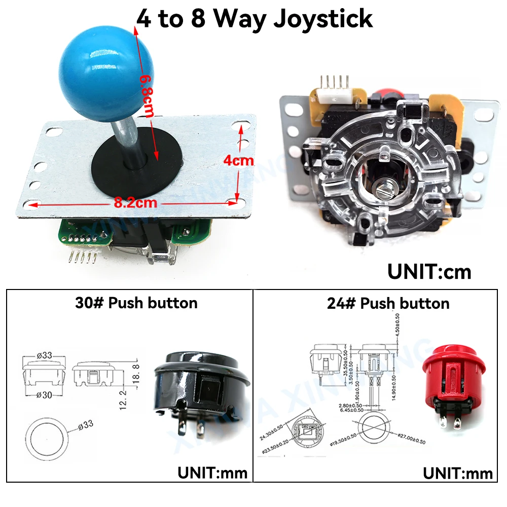 Game Arcade Diy Kit Copy Sanwa 8 Way Joystick Push Button Usb
