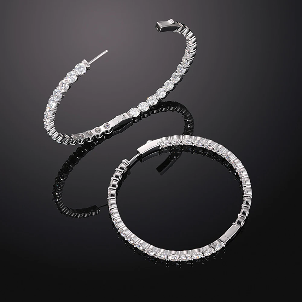 Serenity 31cttw 5mm D Color Moissanite Hoop Earrings For Women Wedding Bridal S925 Silver Earrings Anniversary Gift Fine Jewelry 3