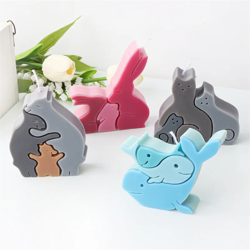 Cartoon Animal Silicone Soap Mold Cat Bear Candle Resin Plaster