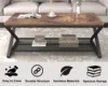 Coffee Table with Storage,Industrial Wood Metal 2 Tier Center Living Room Table with Mesh Shelf 5